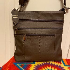 🤩BOGO! Brown  Genuine Leather Crossbody  Adjustable Strap